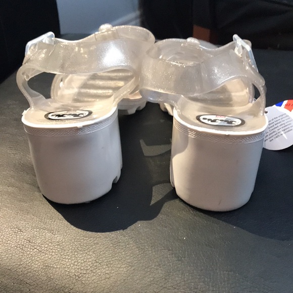 Jujus Chunky Silver Sparkle Jelly Heels with White Sole NWT - Picture 5 of 13